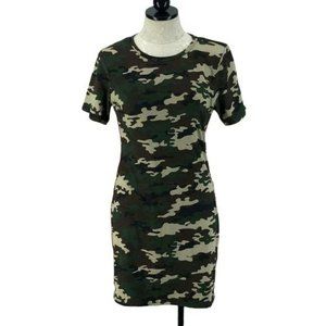 Bobbie Brooks‎ Women's Camo Fitted Midi Striped Shirt Dress Size Large